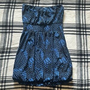 Banana Republic blue black strapless bubble dress size xs